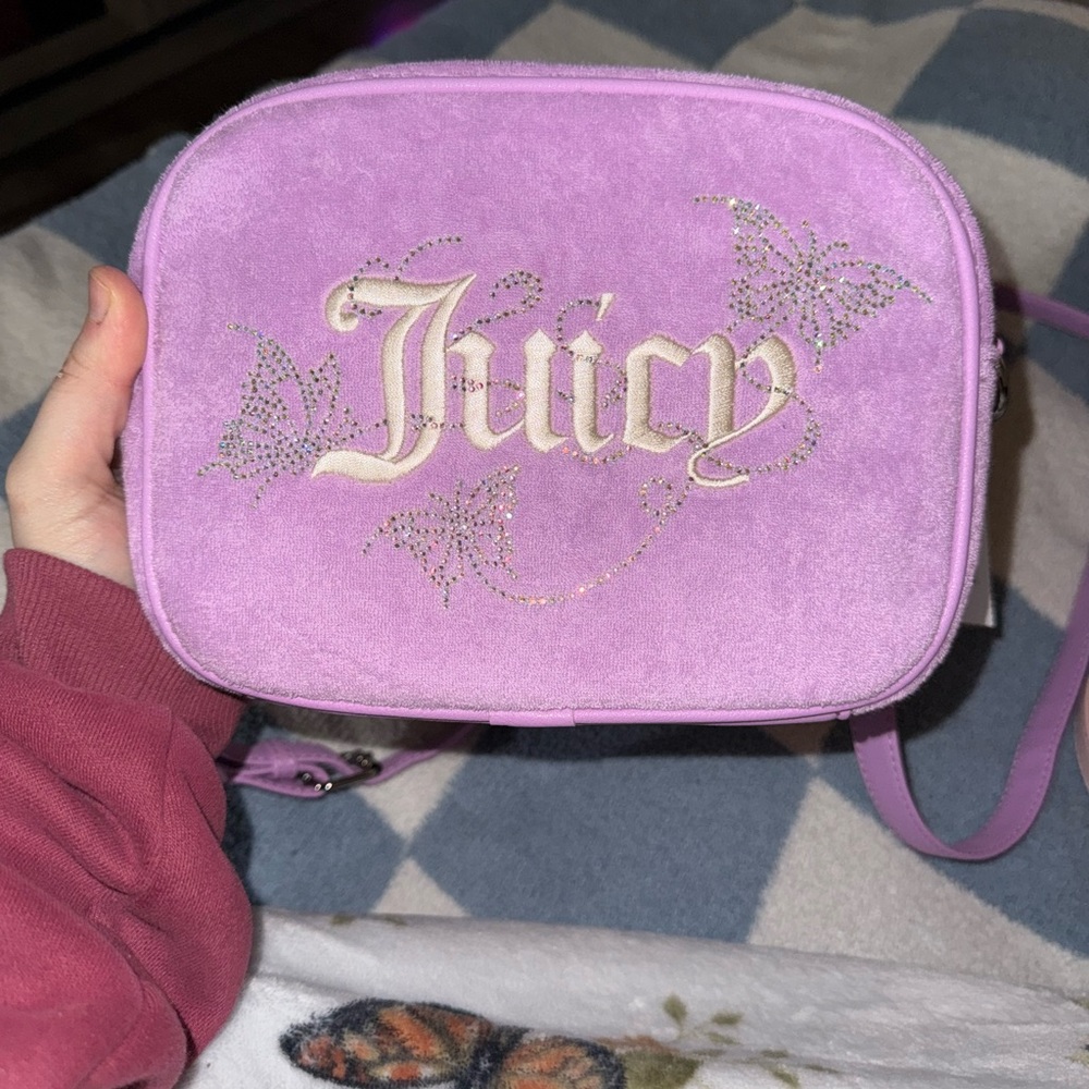Juicy Couture Plush Purple Crossbody Bag w/ Silver Hardware